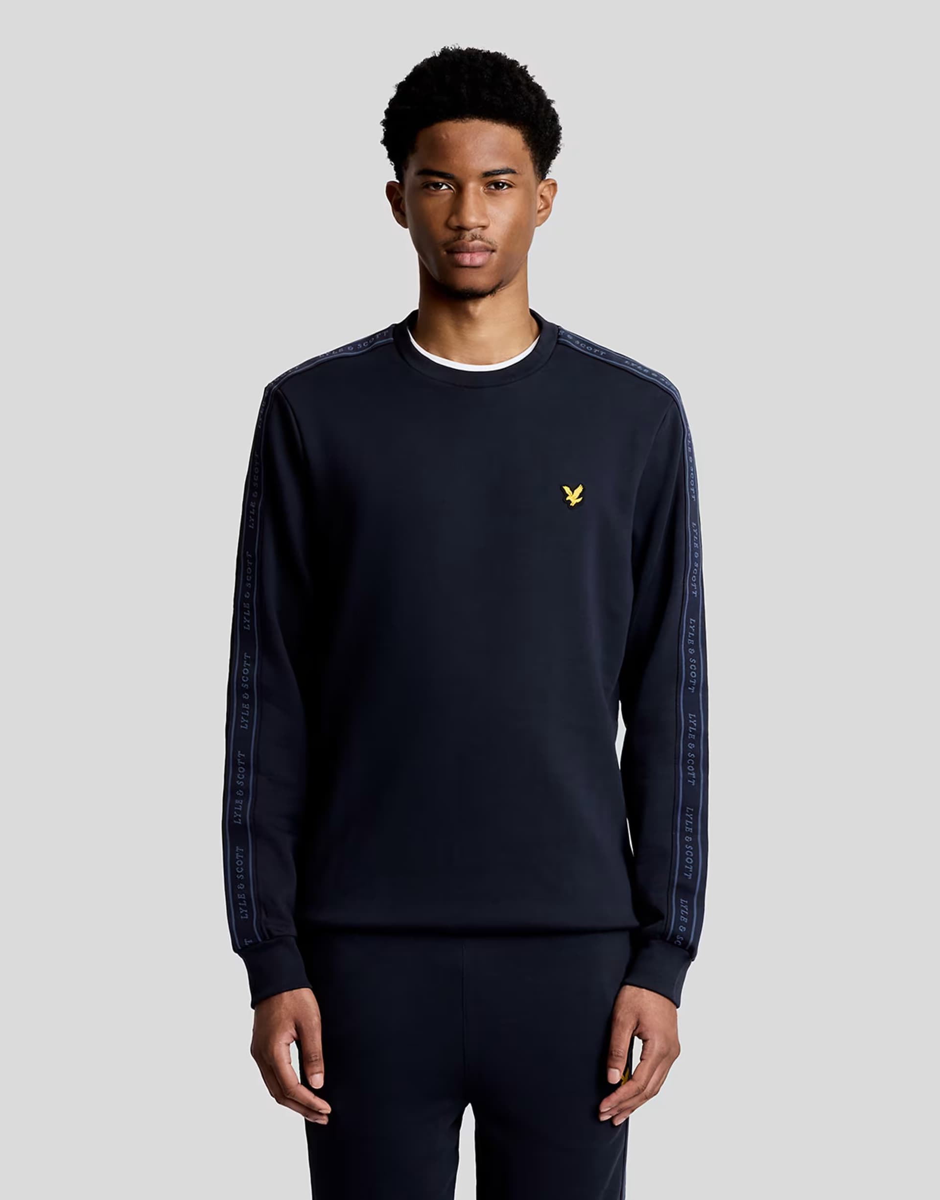 ASOS Lyle & Scott Mid layers jacquard tape crew neck in z271 dark navy