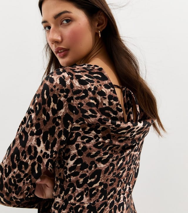 New Look Women's Brown Animal Print Satin Cowl Back Maxi Dress New Look - 2