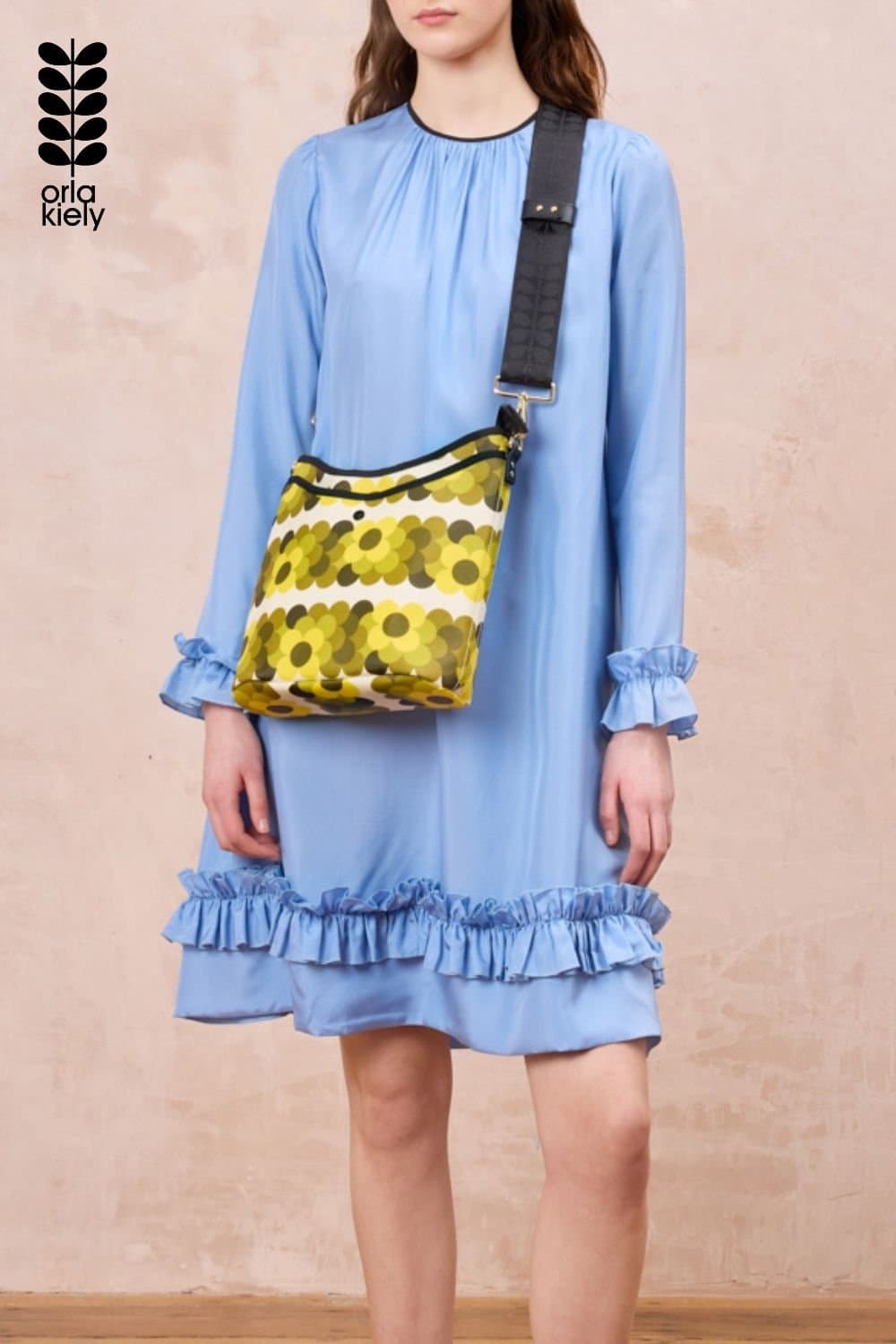 Orla Kiely Orla Kiely Yellow Crossbody Bag with Retro Flower Print