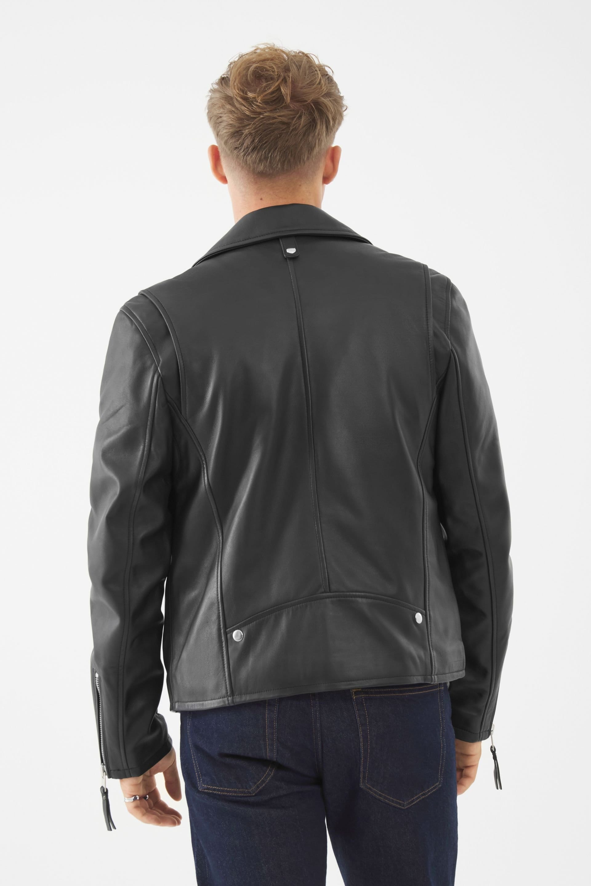 Bolongaro Trevor Bolongaro Trevor Men's Real Leather Jake Biker Jacket in Black - 4