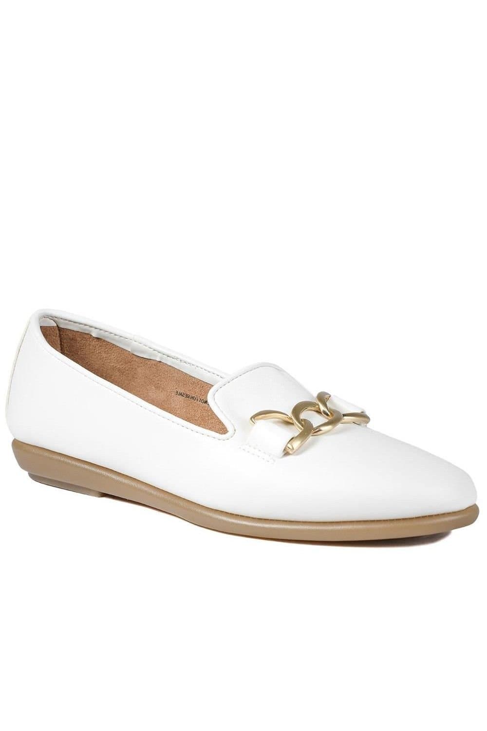Pavers Pavers Women's White Elegant Wedge Loafers