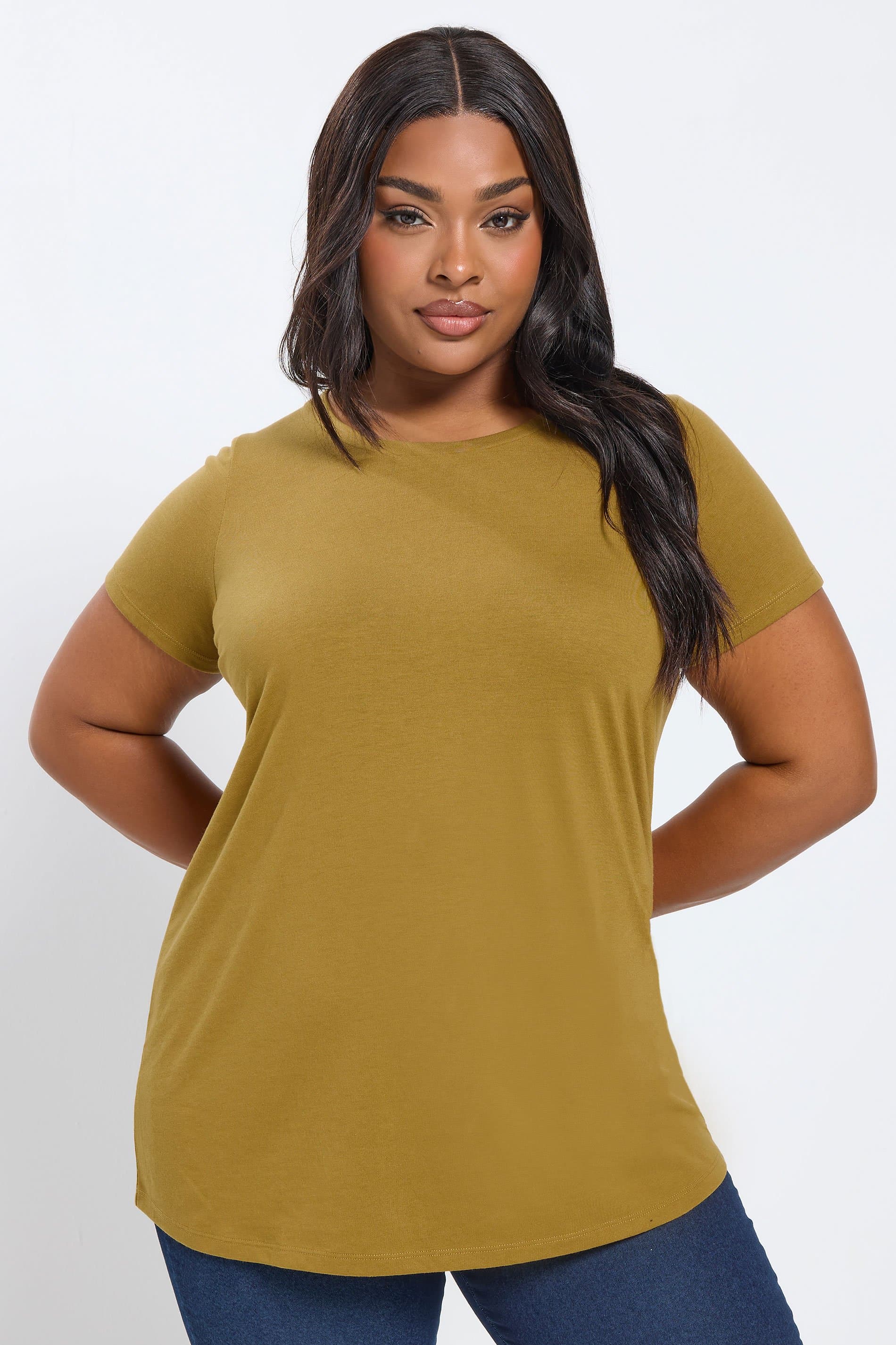Yours Plus Size Chartreuse Green Core Short Sleeve Tshirt
