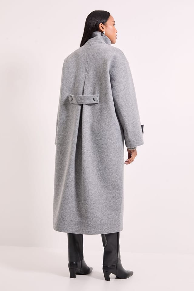 Wallis Wallis Women's Principles by Funnel Neck Button Coat in Grey Marl - 3