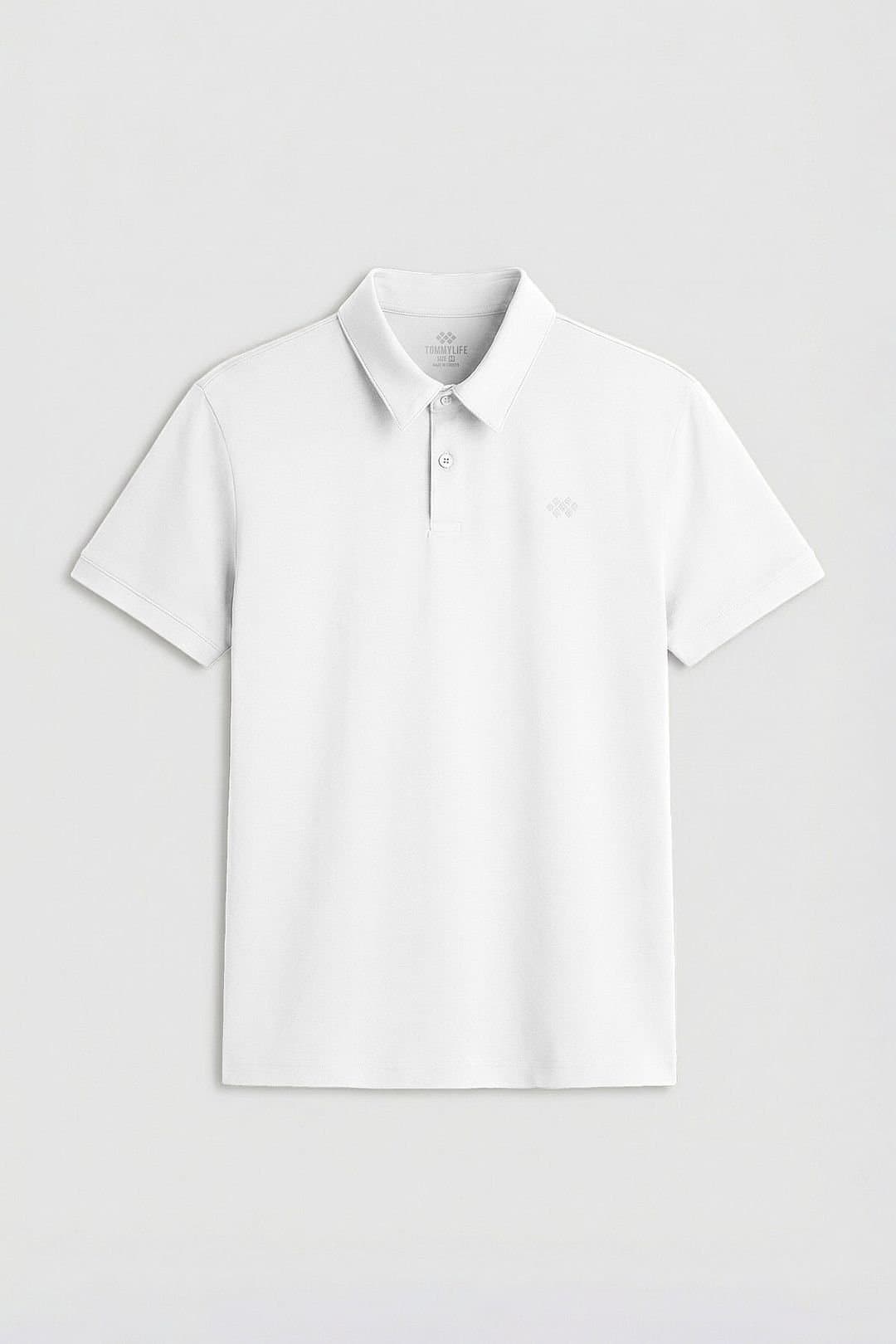 Tommy Life Tommy Life Men's Cotton Elastane Polo T-Shirt in White