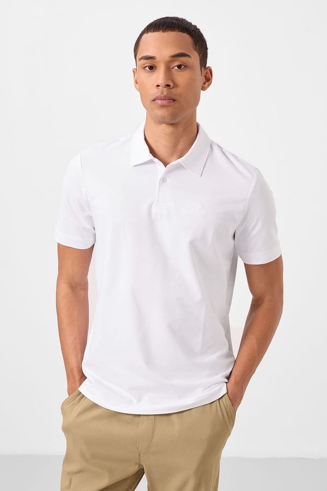 Tommy Life Tommy Life Men's Cotton Elastane Polo T-Shirt in White - 2