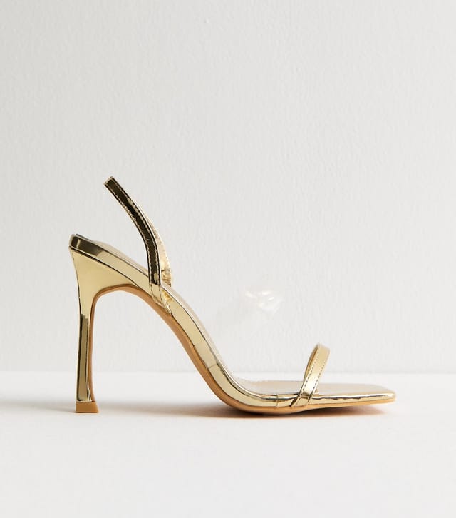 Public Desire Women's Gold Atlantis Strappy Stiletto Heeled Sandals Public Desire New Look - 2