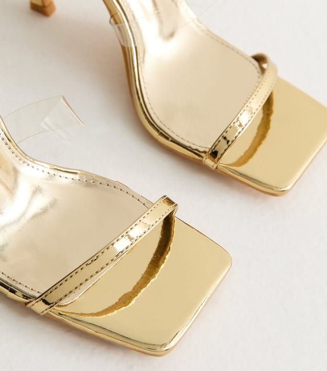 Public Desire Women's Gold Atlantis Strappy Stiletto Heeled Sandals Public Desire New Look - 3