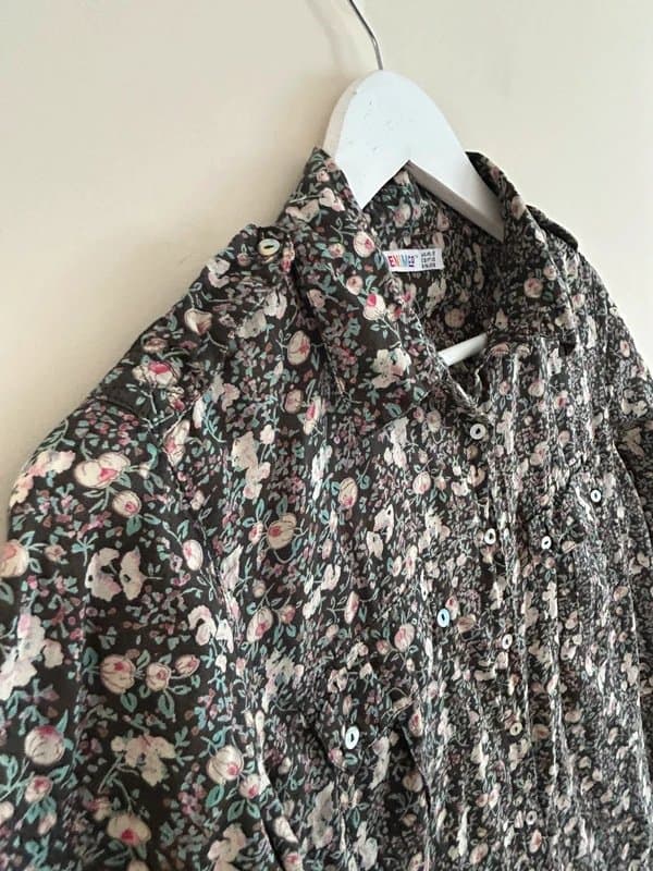 Denim Co 🖤 Denim Co. Vintage Y2K Floral Shirt Dark Romance Grunge Blouse Size 12 UK