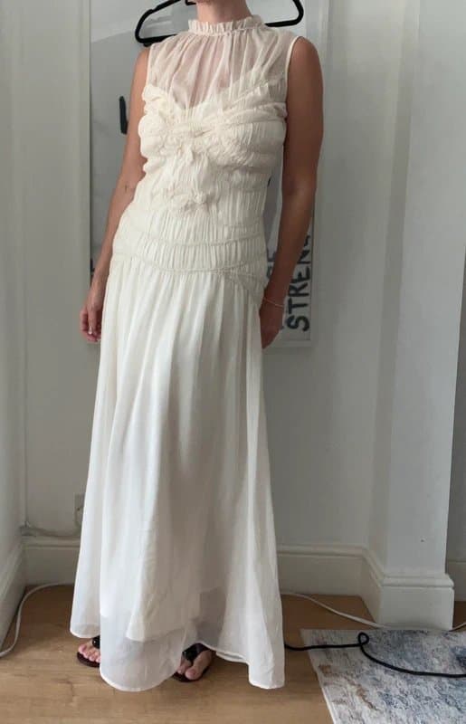 Topshop Topshop chiffon sleeveless maxi ruched artwork in ecru hen, ascot wedding guest nwt - RRP £60