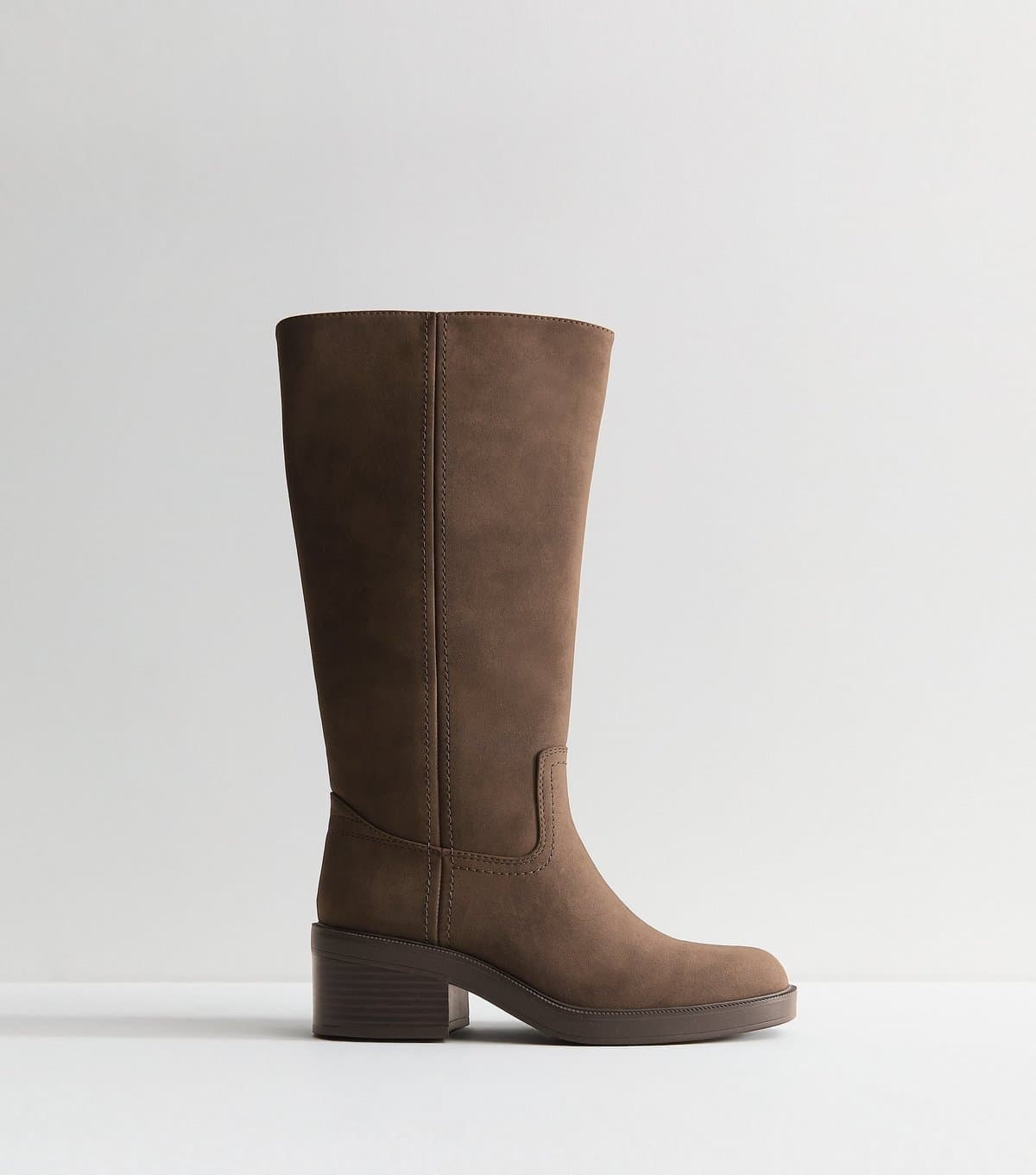 New Look Women's Dark Brown Faux Suede Knee High Boots Vegan New Look