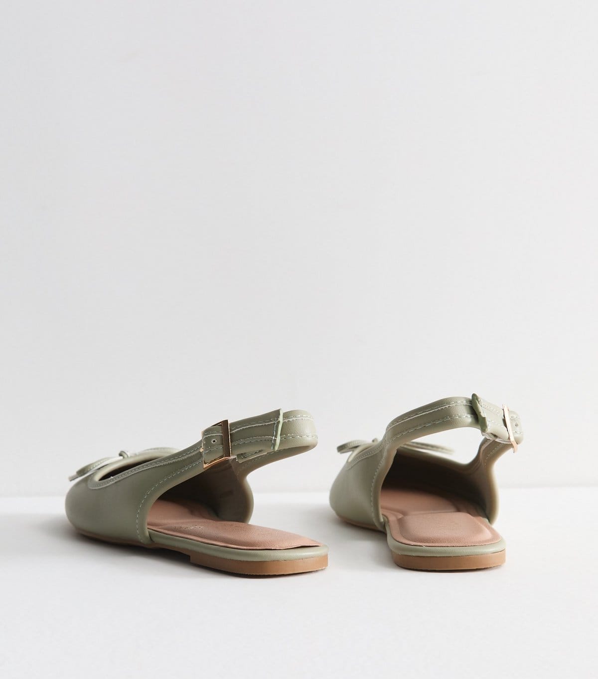 New Look Women's Wide Fit Faux Leather Light Green Slingback Ballet Pumps Vegan New Look - 4