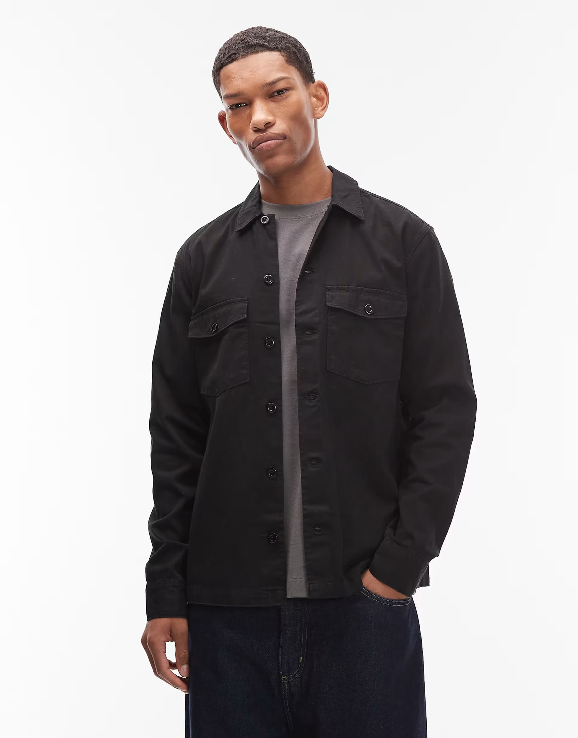 ASOS AllSaints Spotter slim fit overshirt in black