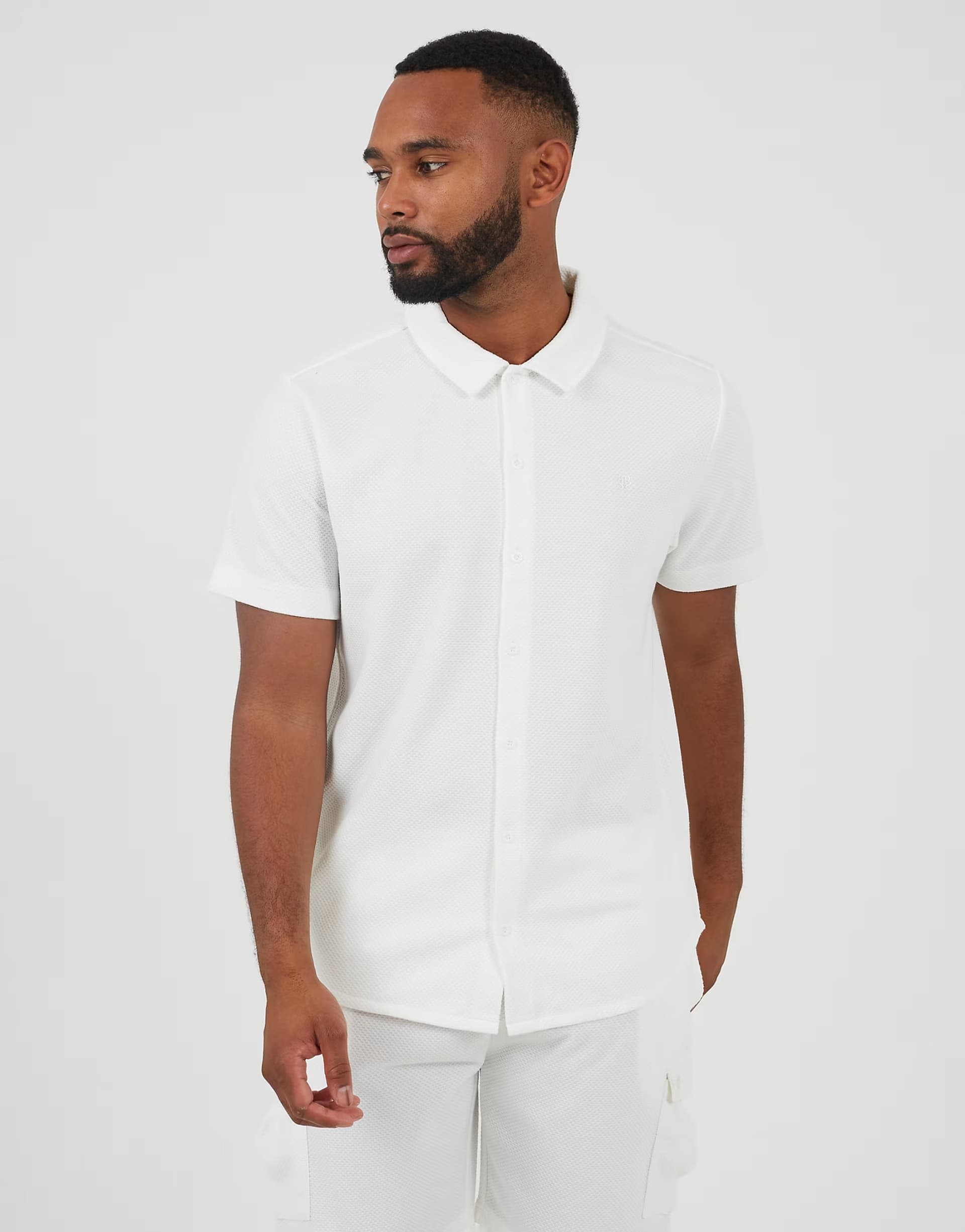 ASOS Brave Soul Short sleeve textured shirt in cream