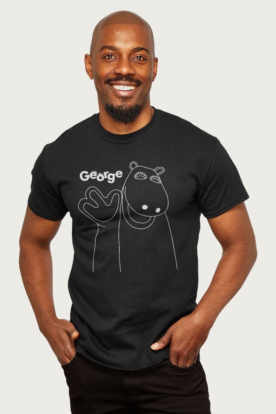 Rainbow Rainbow Men's 1972 George Waving Outline T-Shirt in Black