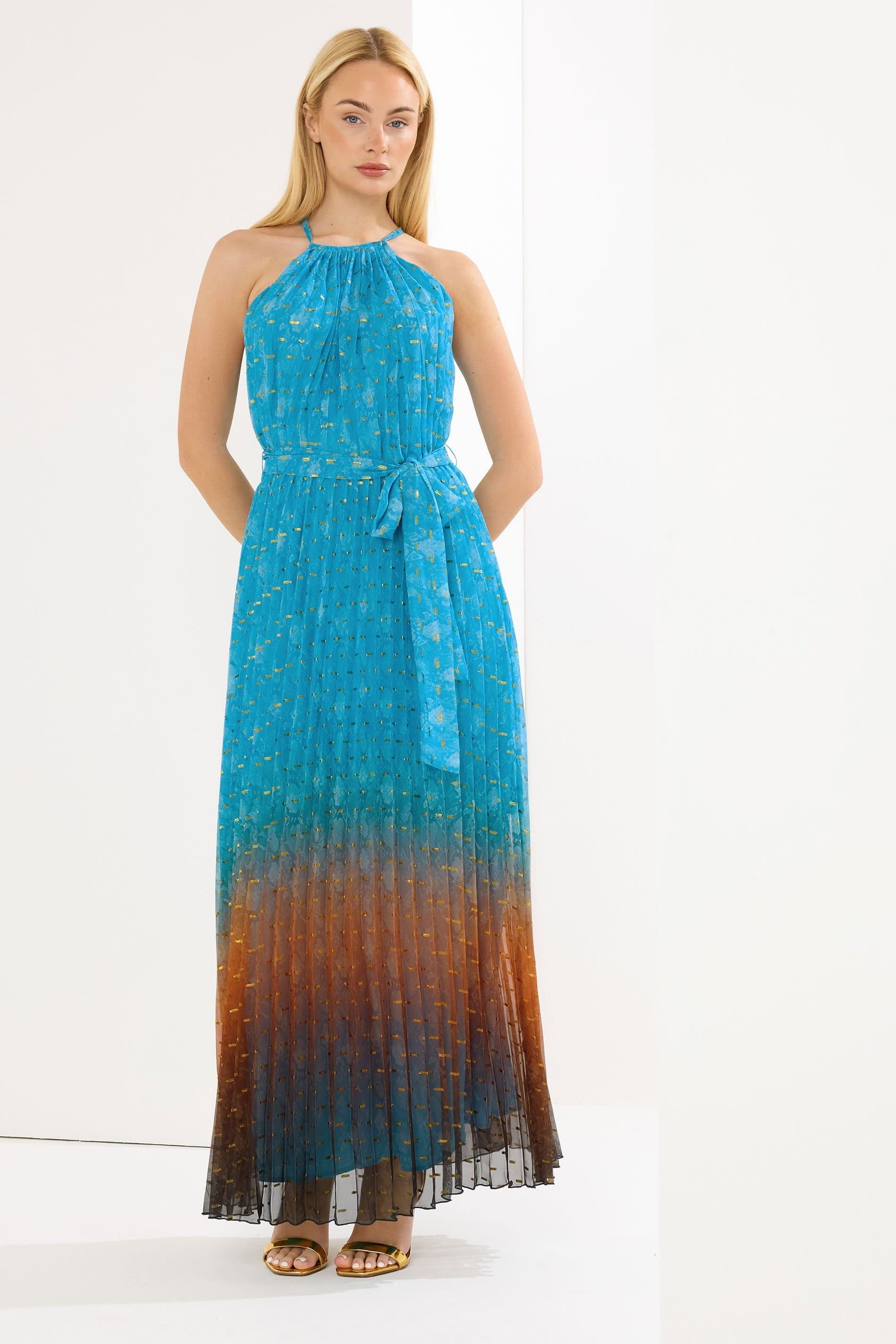 Star By Julien Macdonald Star by Julien Macdonald Women's Snake Skin Metallic Pleated Dress
