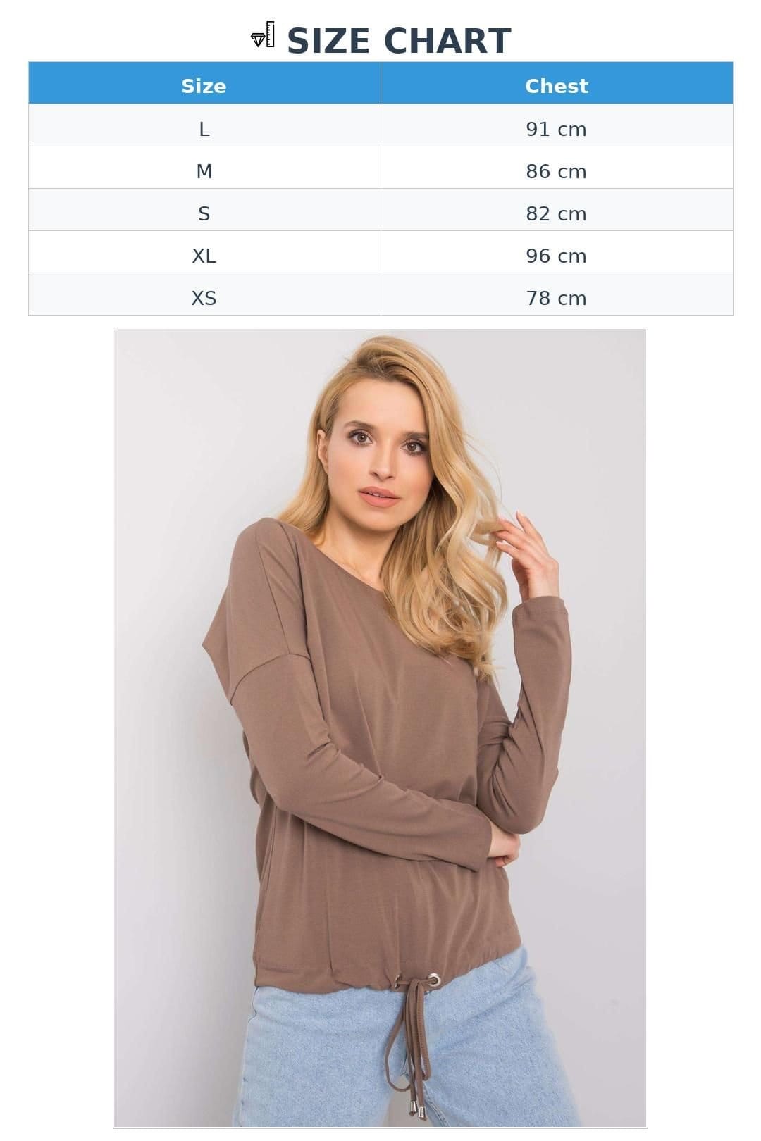 Love Lace Love Lace Women's Straight Cut Long Sleeve Blouse Tie Hem Style 161357 in Brown - 4