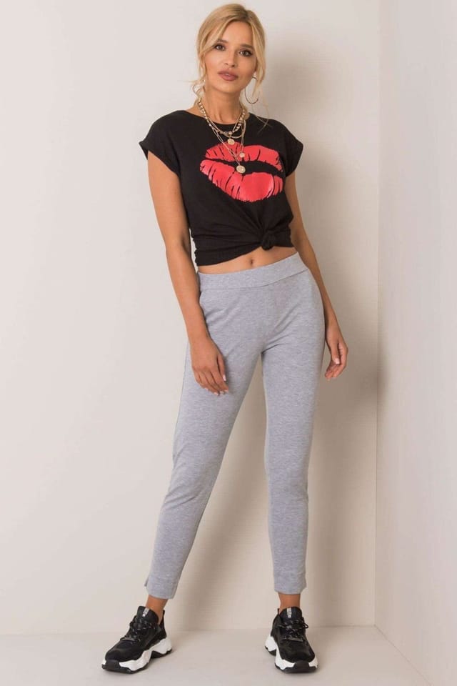 Love Lace Love Lace Women's Sweatpants with Elastic Waist Pockets in Grey - 2