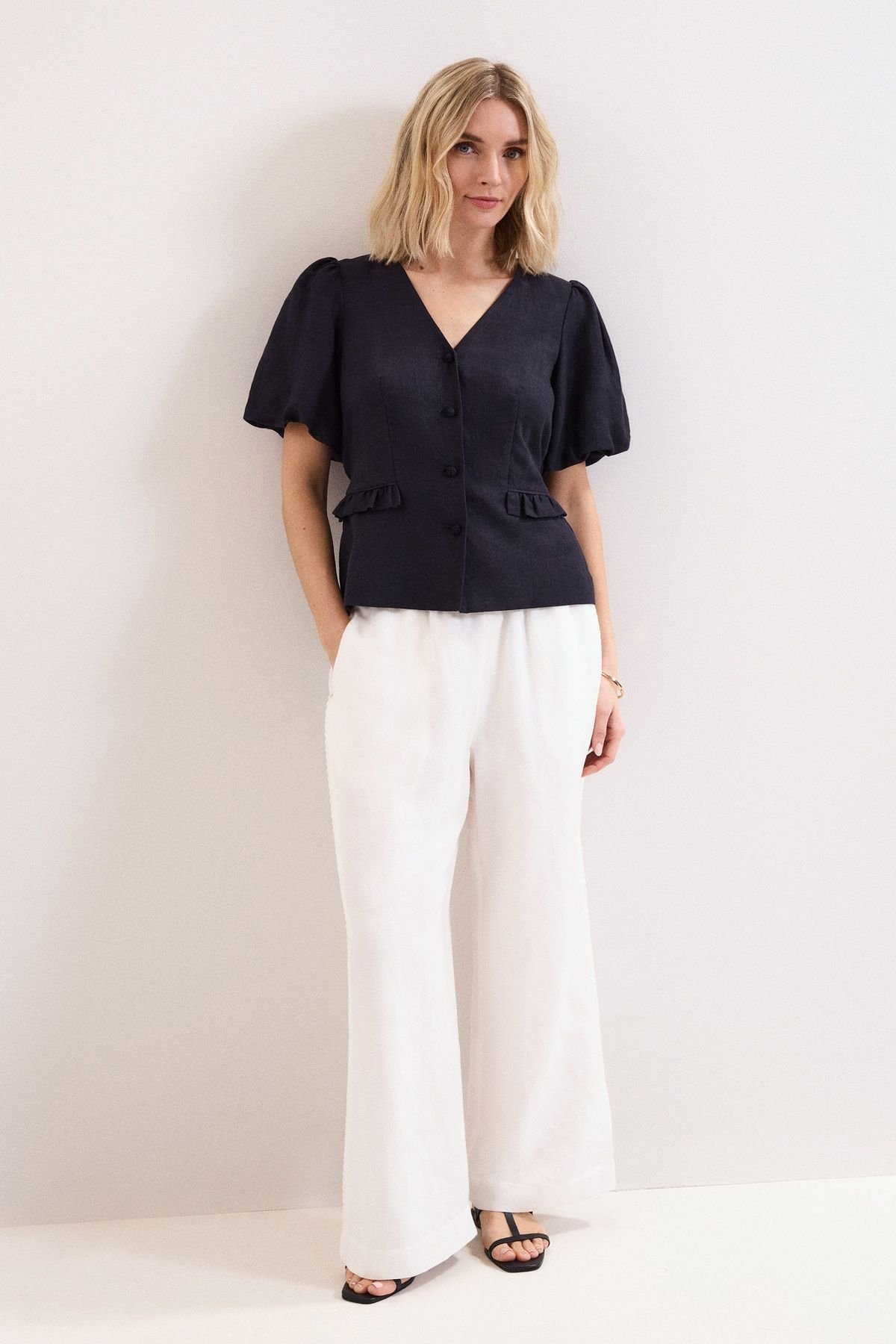 Phase Eight Phase Eight Women's Audrey Linen Blouse in Dark Navy - 3