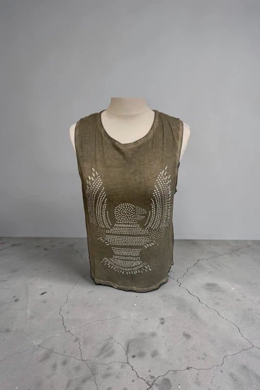 Primark Primark Studded Green Sleeveless Top Size 10 Rock Style Tank