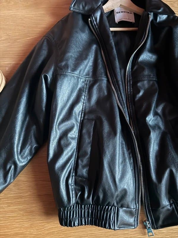 Bershka Bershka leather bomber jacket