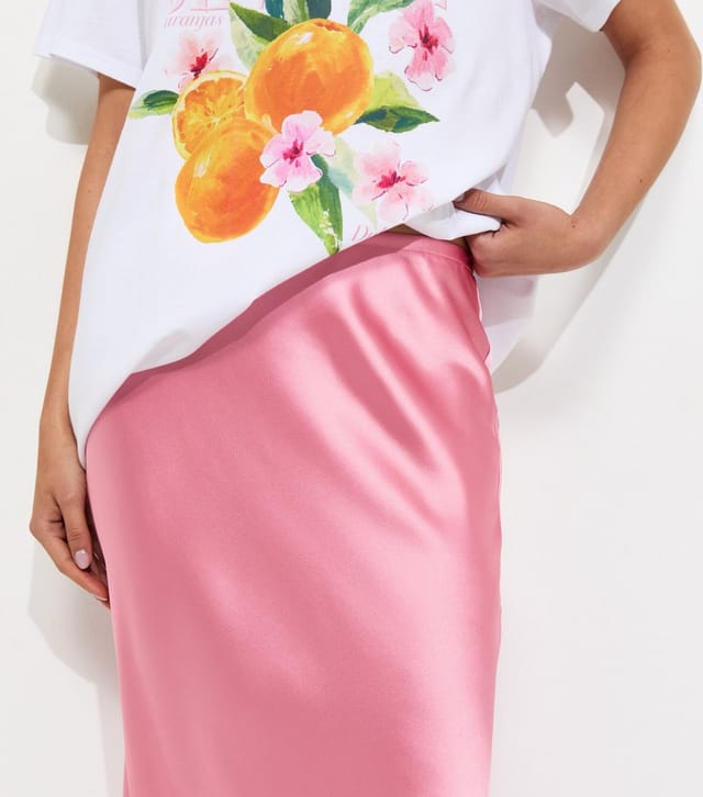 New Look Women's Pink Satin Bias Cut Midi Skirt New Look - 3