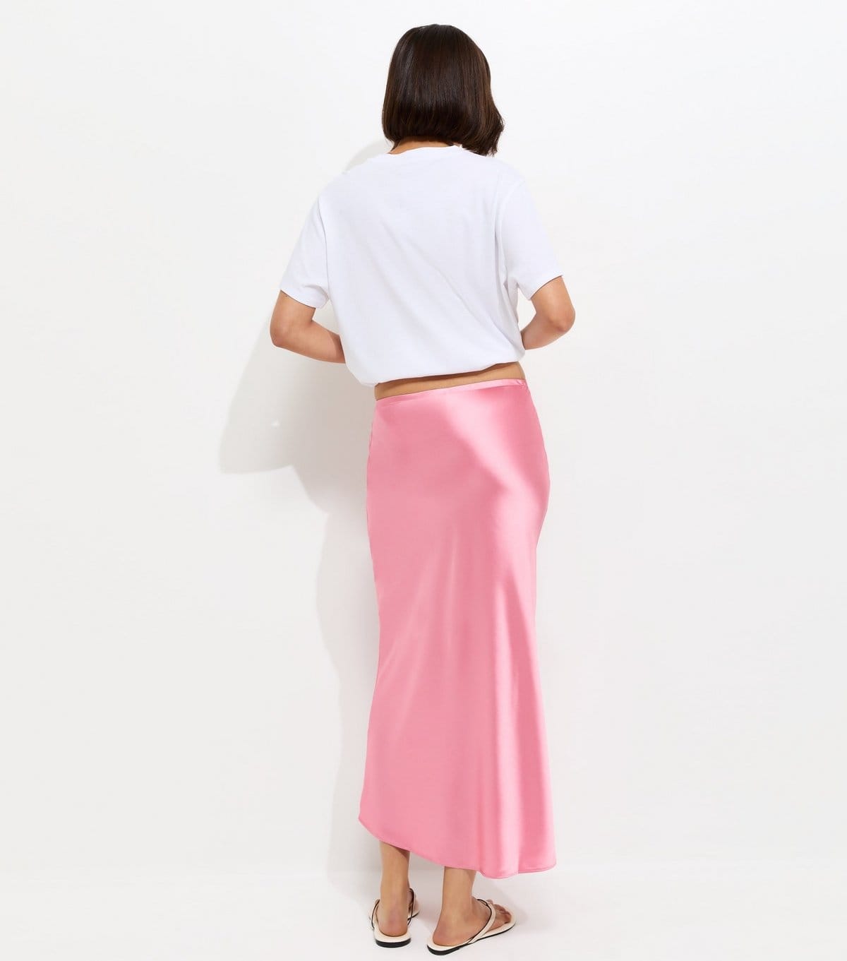 New Look Women's Pink Satin Bias Cut Midi Skirt New Look - 4