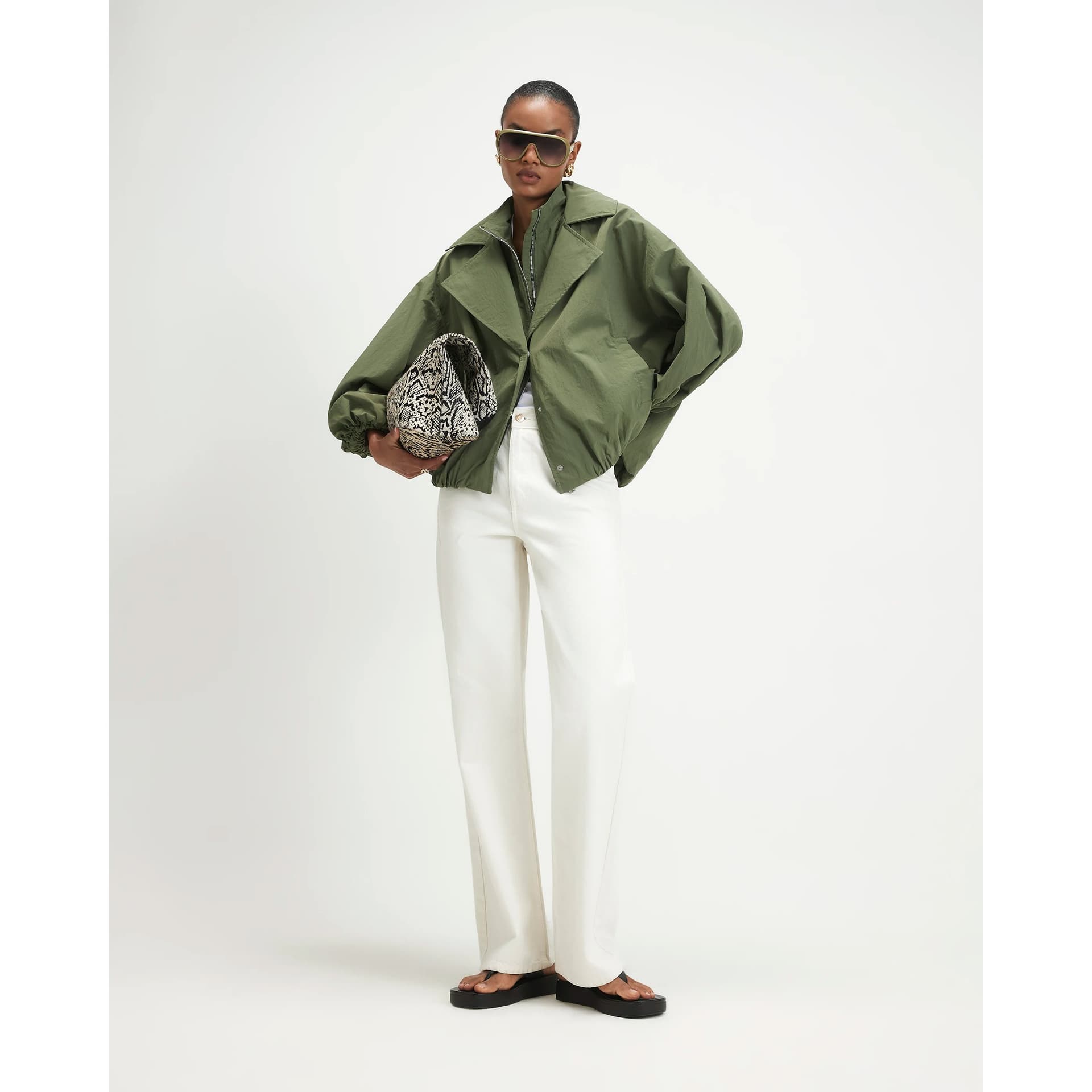 River Island River Island Womens Khaki Double Layer Bubble Hem Jacket