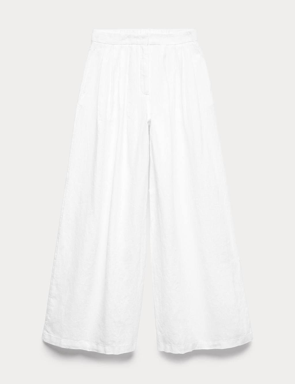 Marks & Spencer M&S Pure Linen Wide Leg Trousers White