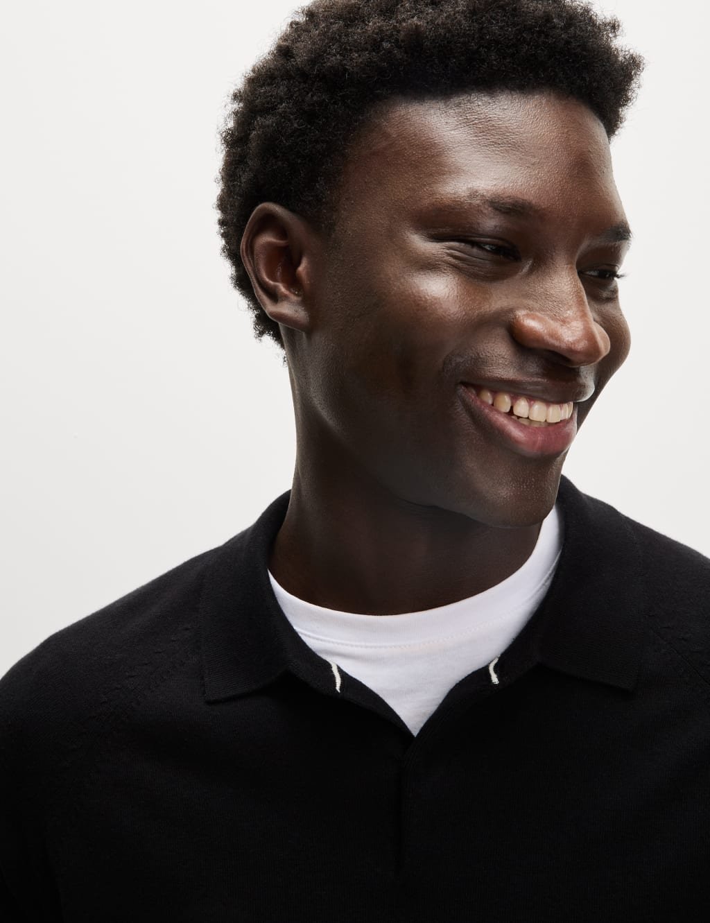 Marks & Spencer M&S Cotton Rich Knitted Polo Shirt Black - 2