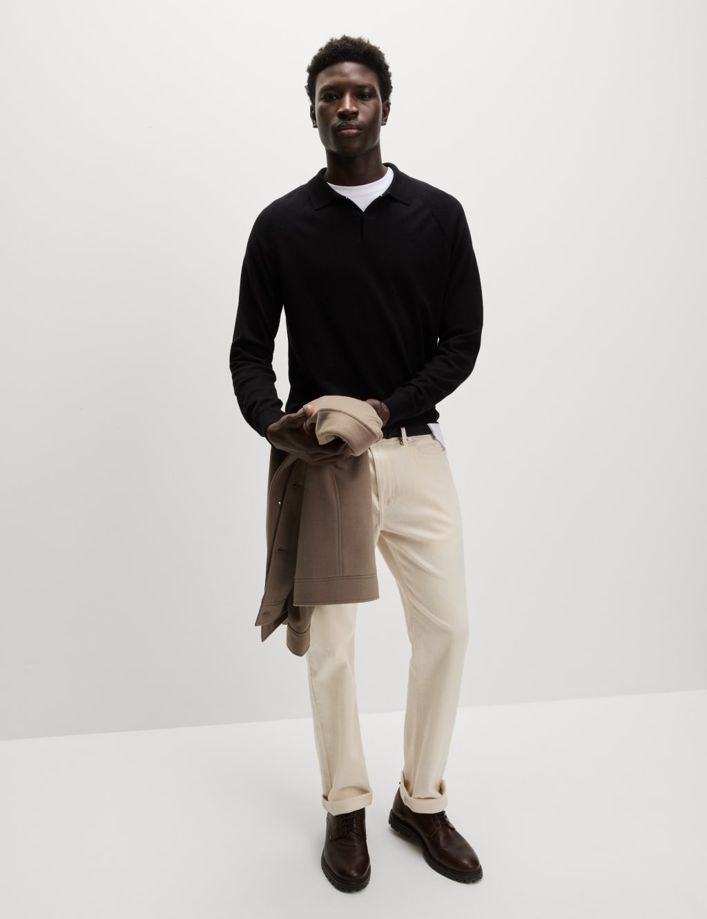 Marks & Spencer M&S Cotton Rich Knitted Polo Shirt Black - 3