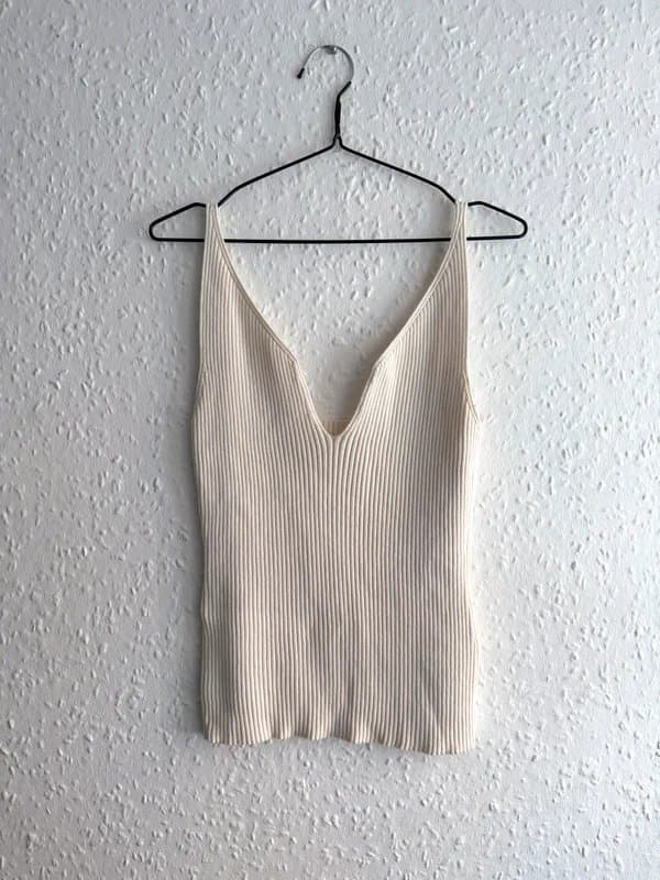 Ba&sh Women's Ba&Sh Knitted Cream Cotton Blend Tank - Size 10uk (RRP£85)