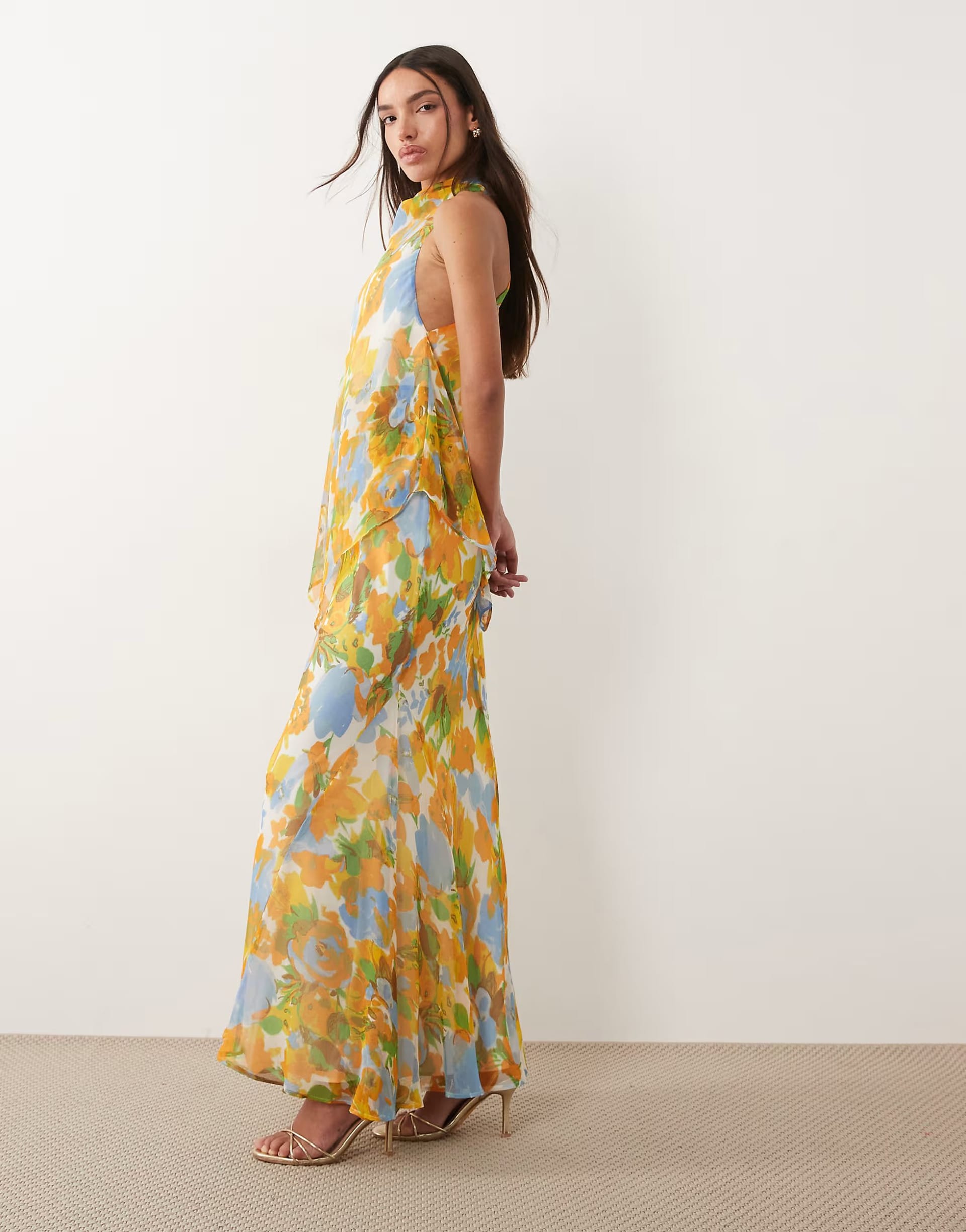 ASOS Floral Print Chiffon Maxi Dress