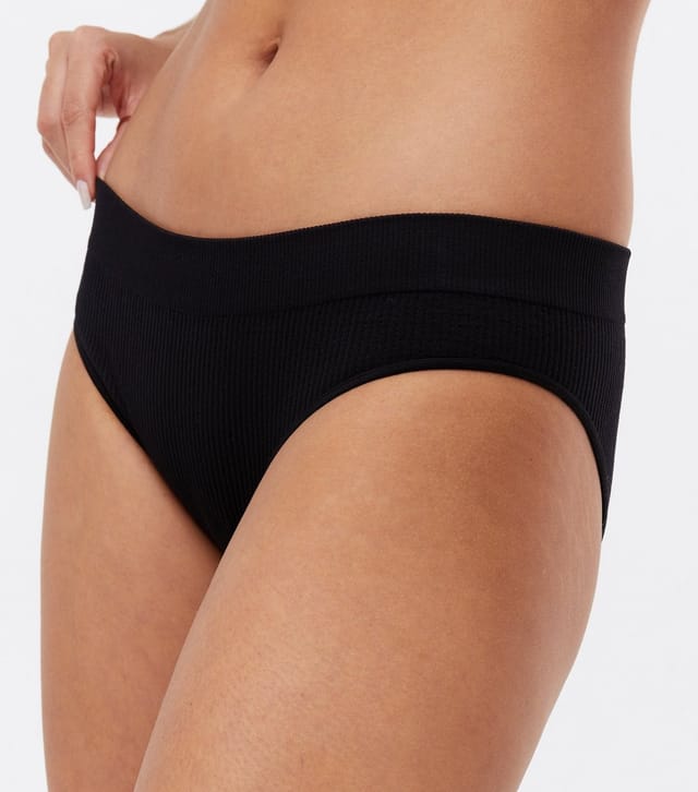 New Look Women's Black Ribbed Seamless Bikini Briefs New Look - 2