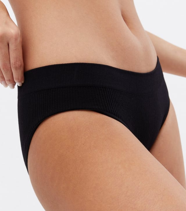 New Look Women's Black Ribbed Seamless Bikini Briefs New Look - 3