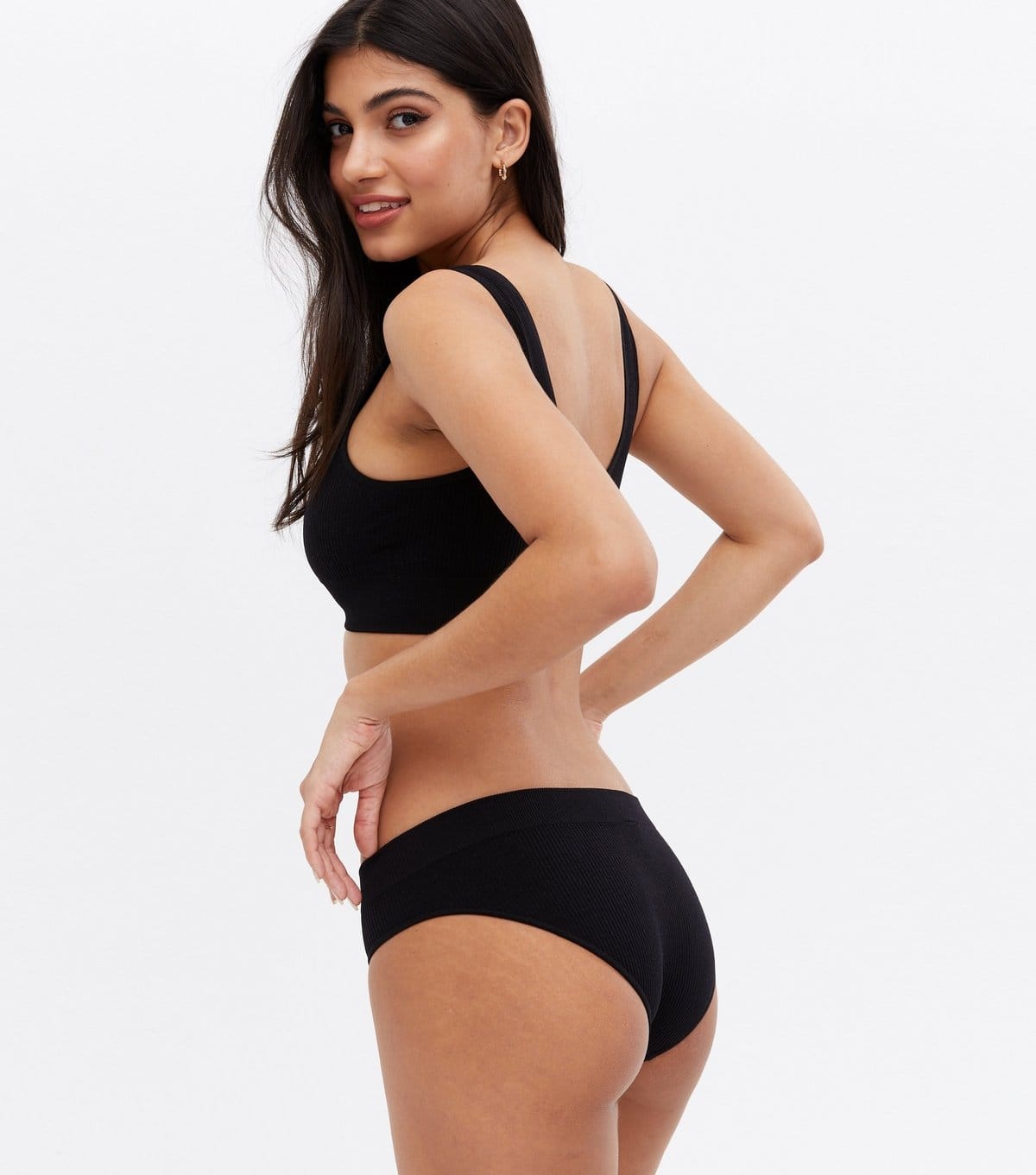 New Look Women's Black Ribbed Seamless Bikini Briefs New Look - 4