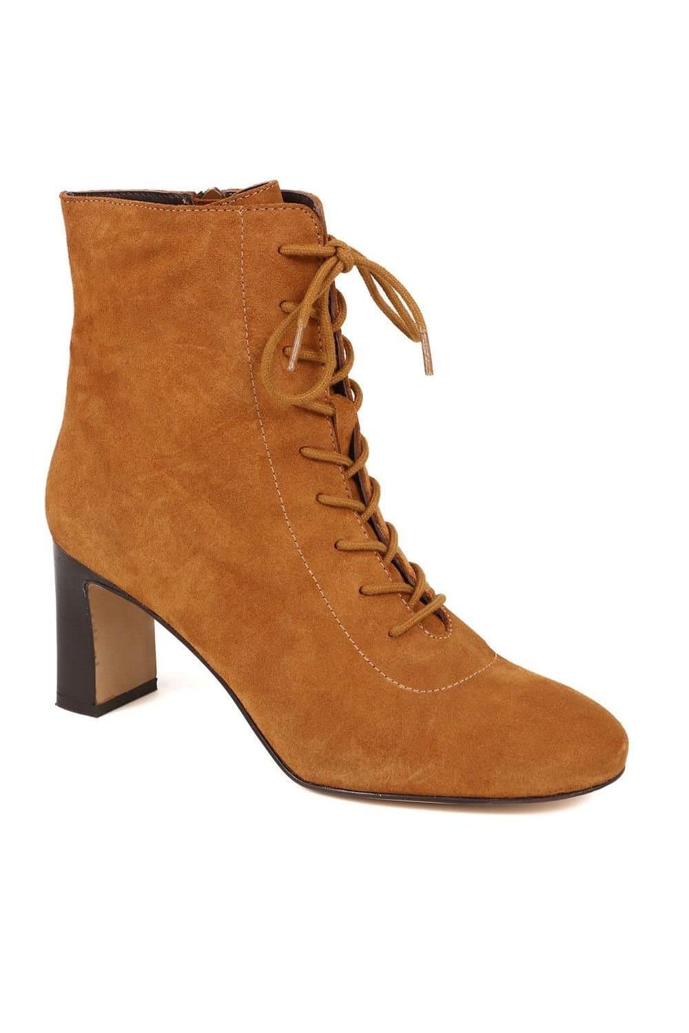 Jones Bootmaker Jones Bootmaker Women's Lorah Leather Lace-Up Boots in Brown