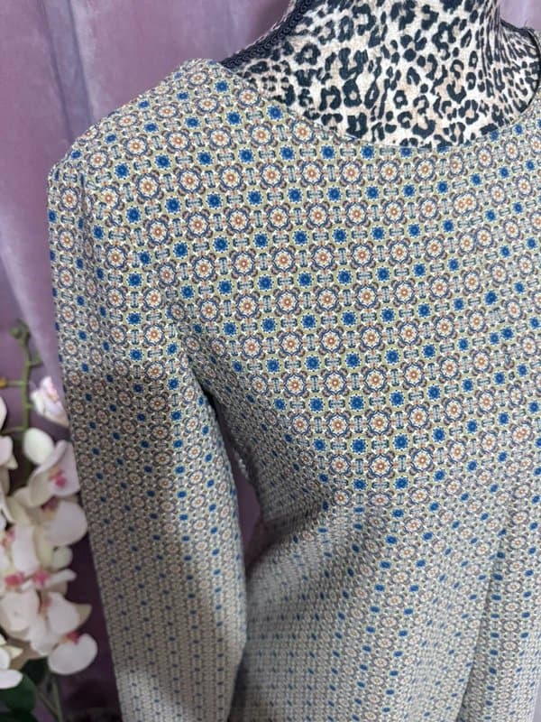 Zara Zara Open Back Geo Floral Long Sleeve Retro 70s Romper Playsuit Size M