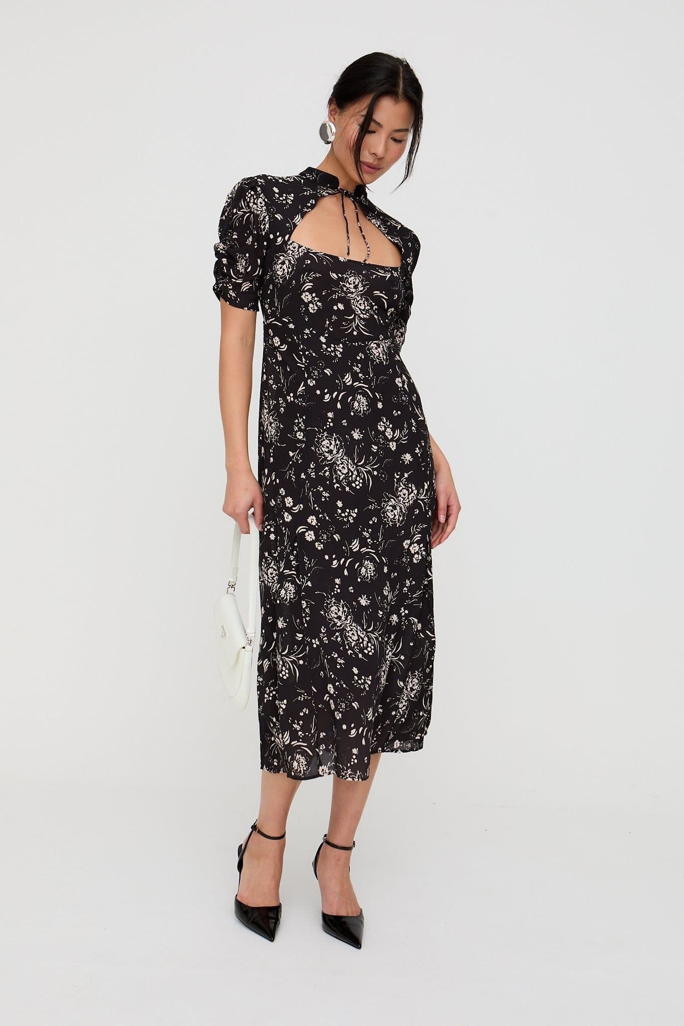 Lily and Lionel Lily and Lionel Women's Primrose Garden Floral Print Maxi Dress In Black