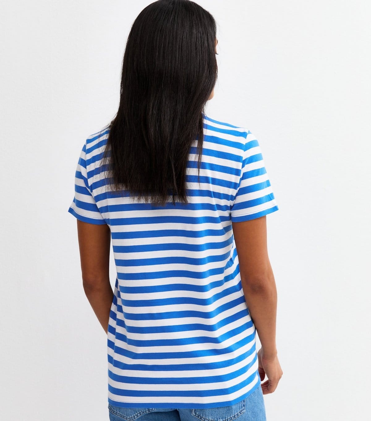 New Look Women's Maternity Blue Cotton Striped Crew Neck T-Shirt New Look - 4