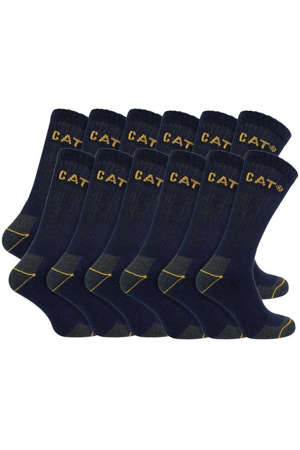 Caterpillar Caterpillar Men's 12 Pack Heavy Duty Work Socks for Steel Toe Boots in Navy