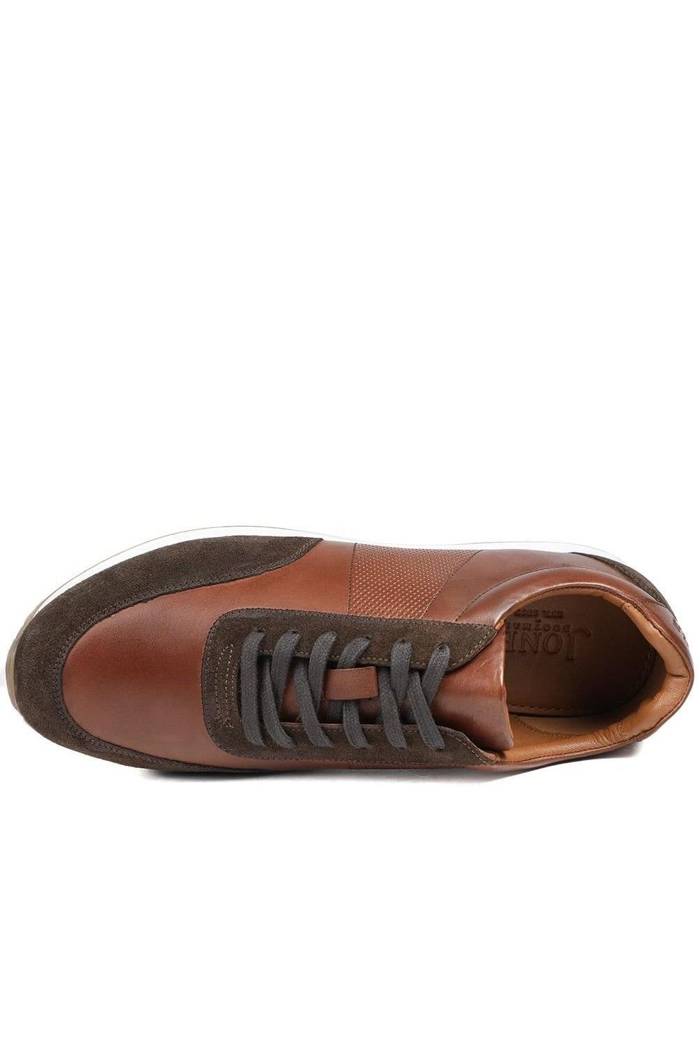 Jones Bootmaker Jones Bootmaker Men's Salvi Wide Fit Leather Trainers in Brown - 4