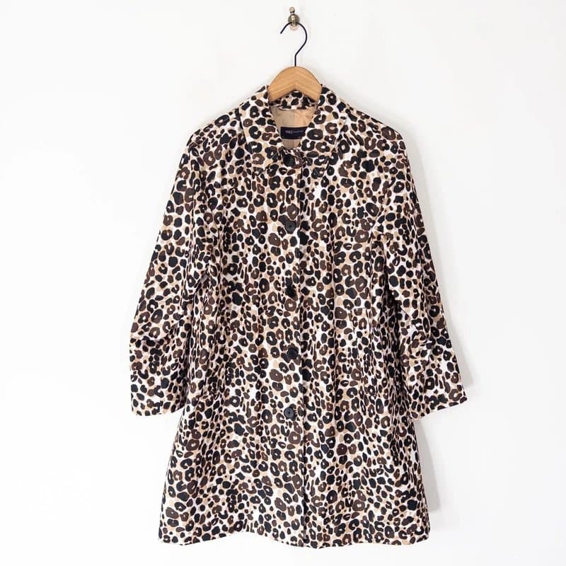 Marks & Spencer M&S Leopard Print Mac Trench Coat Size 14 Beige Brown Single Breasted