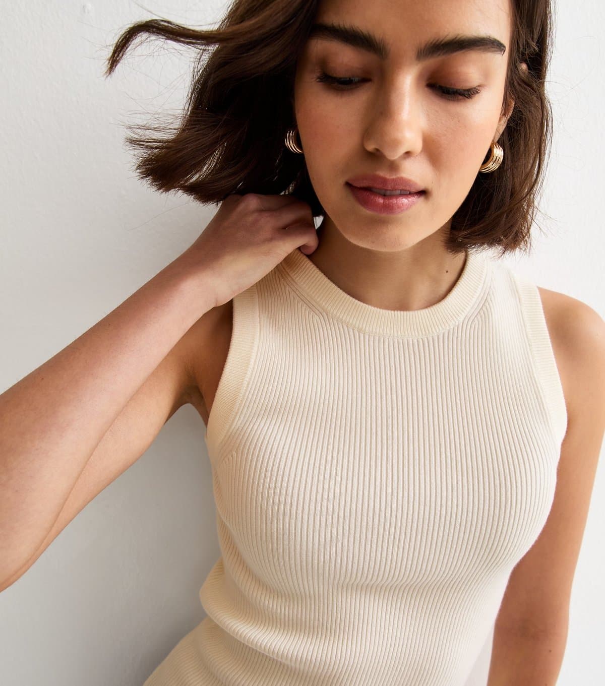 New Look Women's White Lightweight Rib Crew Neck Vest Top New Look