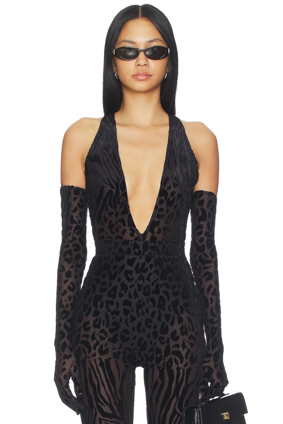 revolve Animal Print Burnout Bodysuit With Gloves - 1