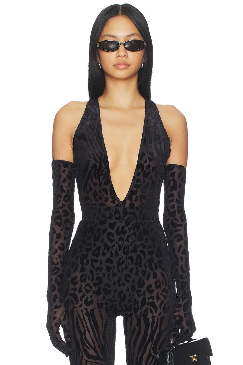 revolve Animal Print Burnout Bodysuit With Gloves - 1