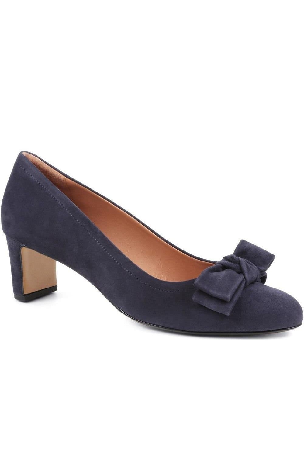 Jones Bootmaker Jones Bootmaker Navy Suede Court Shoes with Bow Detail