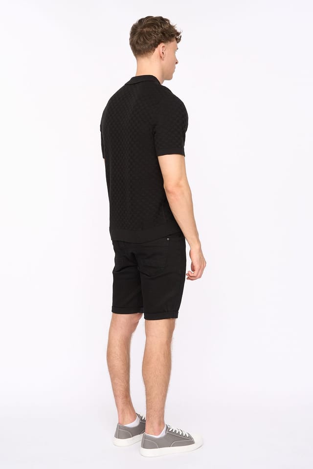 Duck&Cover Duck&Cover Men's Danvers Textured Zip Knit Polo Shirt in Black - 2