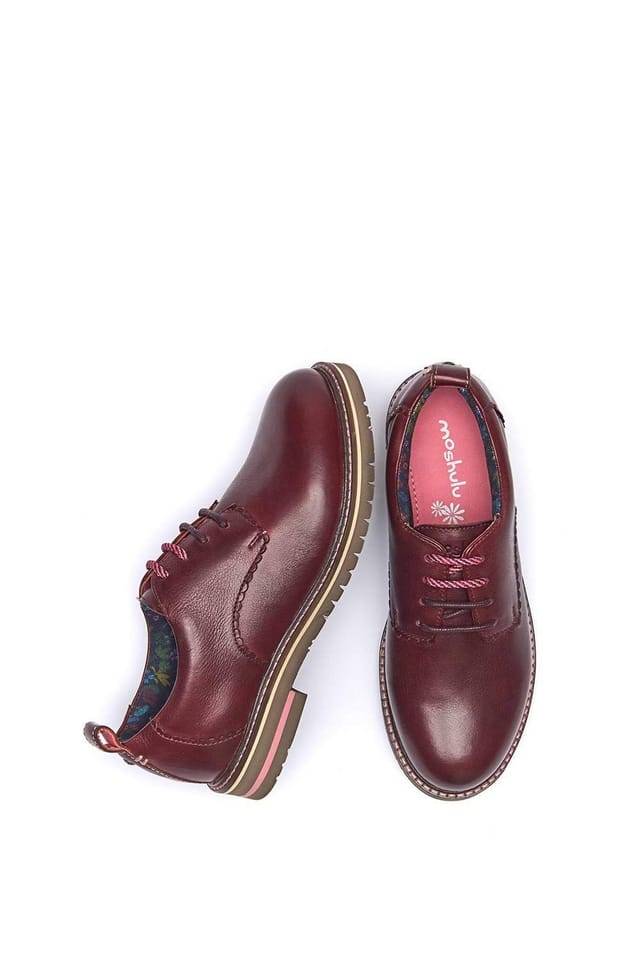 Moshulu Moshulu Women's 'Rafflesia' Scalloped-edge leather Derbys in Dark Red - 2