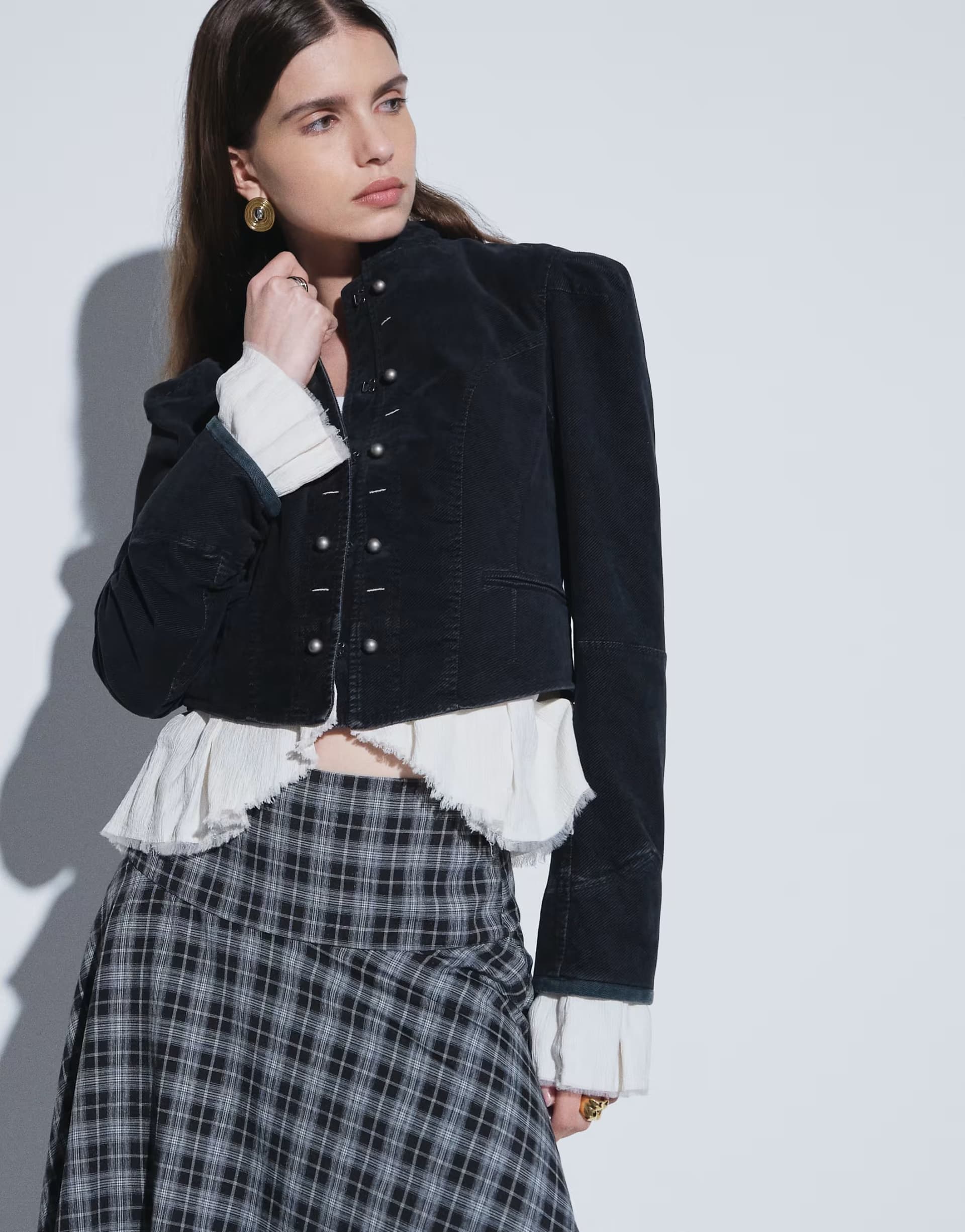 ASOS Free People cloud nine military blazer jacket in black