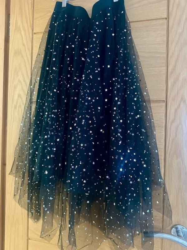 Tulle Stunning 🖤 tulle net mesh chiffon stars moon sparkly boho gothic whimsical festival skirt